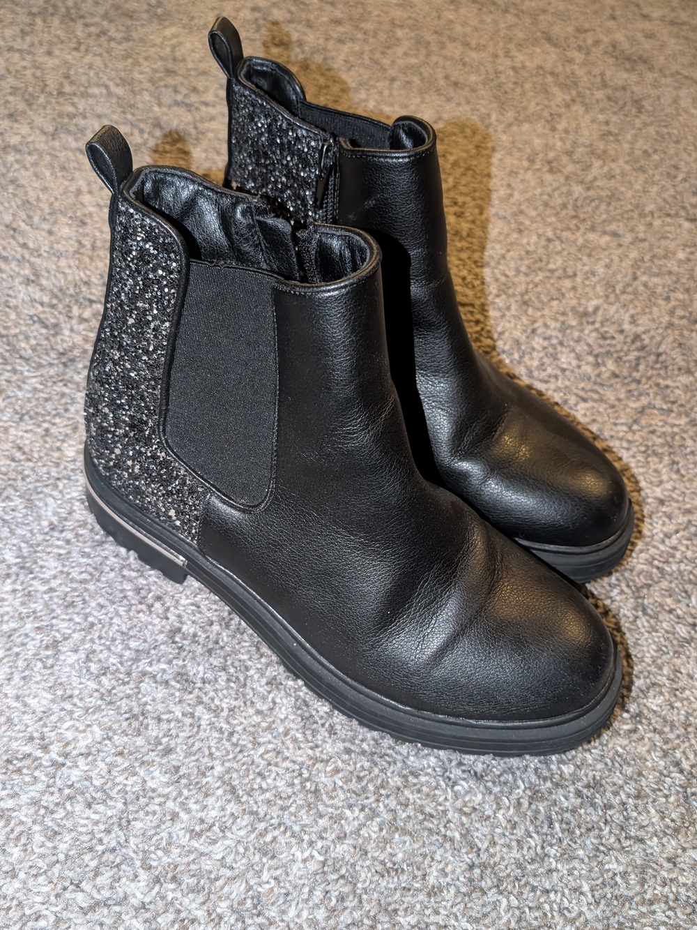 MIA Black Glitter Chelsea Ankle Boots